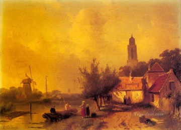 人物のある川の風景 チャールズ・ライカート Oil Paintings